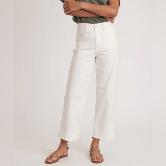 Marine Layer Pants - Marine Layer Bridget Slim Wide Leg Crop in White - Size 2